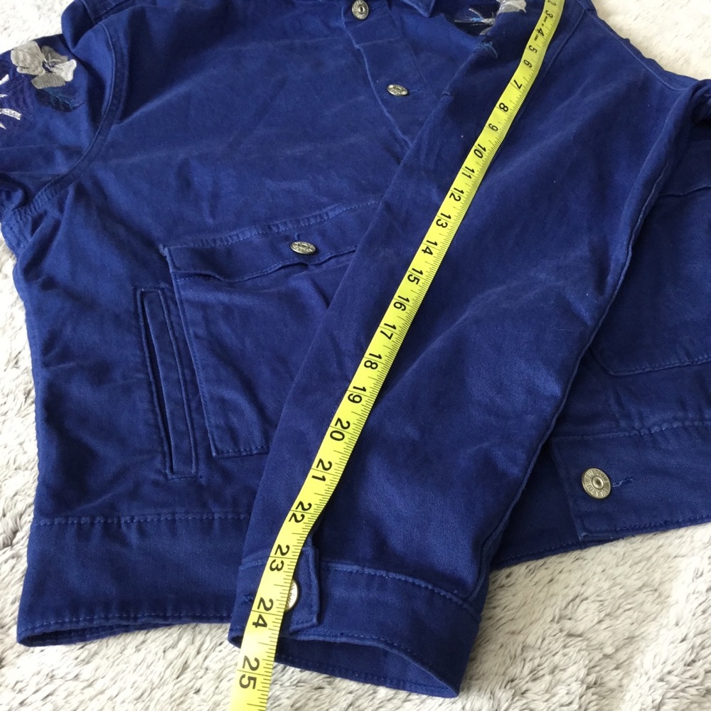 Lularoe Royal Blue Floral Embroidered Cotton Kenny Button Down Jacket woman 2X - Picture 16 of 16
